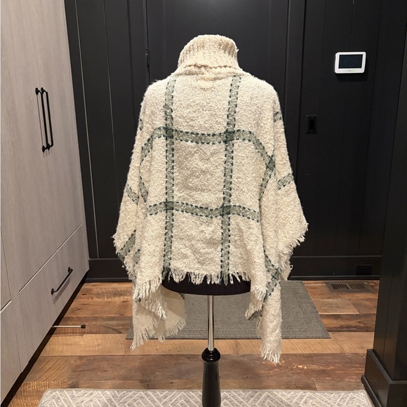 World Market Plaid Cowl Neck Poncho Sweater | One Size - Picture 2 of 5